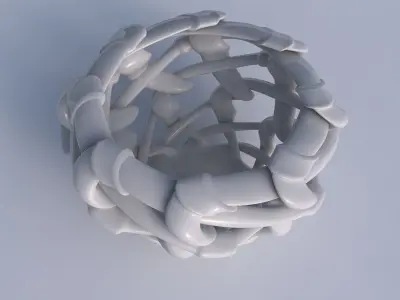 Bowl cylindrical with interlacing soft edged lattice and ribb... 3D model