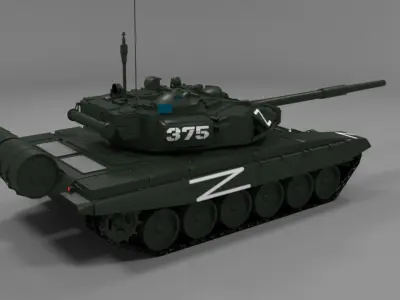 High-Quality T90A Main Battle Tank with Iconic Z Marking Low-poly 3D model