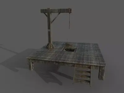 Gallows Low-poly 3D model wooden structure Low-poly 3D model