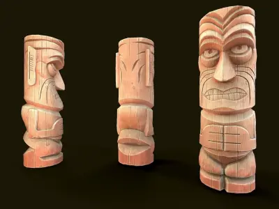 Stylized Wood Totem 1 Low-poly 3D model