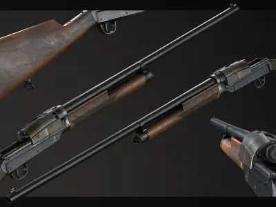 PBR Sjogren Inertia Shotgun Low-poly 3D model