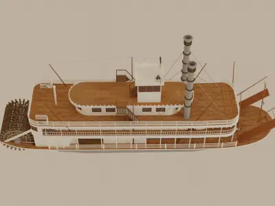 Paddle Steamer River Boat 3D model