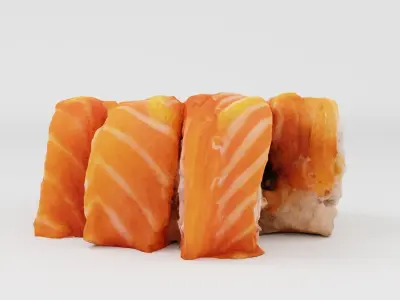 Rolls with fresh salmon tuna and cheese 3D model