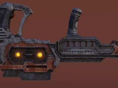 Sci-fi Heavy Blaster Low-poly 3D model