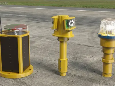Airport Runway Light Set with Navigation Lamps 3D model