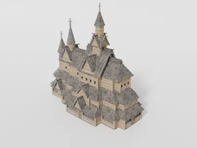 Medieval Stave Church 3D model