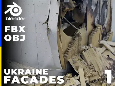 SCANS from Ukraine Facades set 1 Low-poly 3D model