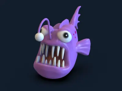 Evil Fish Toon Low-poly 3D model