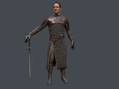 Medieval Squire Warrior PBR  Low-poly 3D model