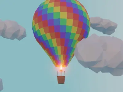 Low Poly Hot Air Balloon Low-poly 3D model