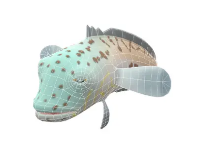 Speckled Sand Perch Animated Fish  Low-poly 3D model