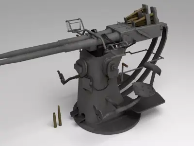 Low poly Anti aircraft gun Low-poly 3D model