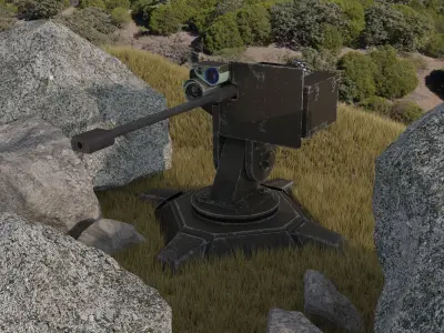 Combat automatic turret Low-poly 3D model