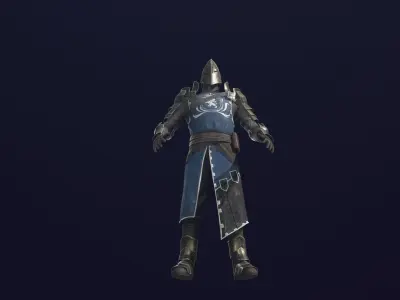Knight in shining armor Low-poly 3D model