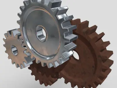 Gears three Low-poly 3D model
