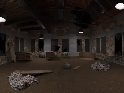 Abandoned Old hangar Low-poly 3D model