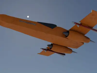 Spaceship 3D model Low-poly fighter jet Low-poly 3D model