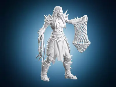 Elf Gladiator Shadow Miniature 3D print model