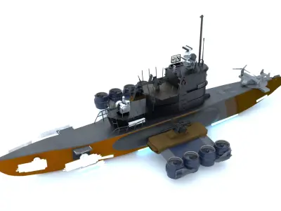 Sci Fi Military Submarine Combat Vessel 3D Model Game Ready PBR  3D model