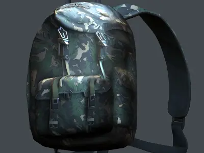 Backpack military combat Black baggage Low-poly 3D model