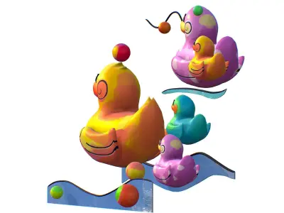 Cartoon 3D illustration Duck Family Bird Low-poly 3D model