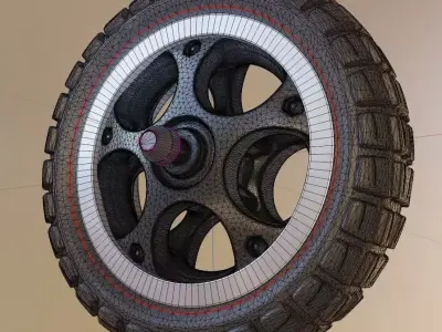 E-Scooter Rear-Wheel with Procedural PBR Material 3D model