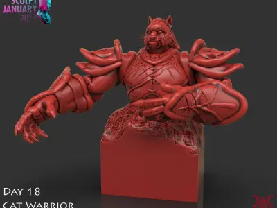 Cat Warrior Timelapse and Model 3D print model