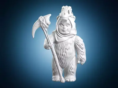 Ewok Bust with Bone Mask and Scythe 3D print model