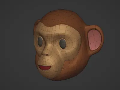 Monkey Head Emoji Low-poly 3D model
