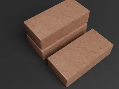 Red brick Lowpoly pack of bricks blocks low-poly Free low-poly 3D model
