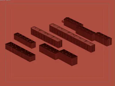 Soviet era residential block set 3D model