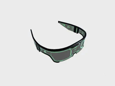 SciFi Glasses Visor 02 Black Green - Character Design Fashion Low-poly 3D model