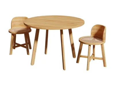 Kathyscove Quinns Junior Round Activity Wood Table Chairs Set 3D model