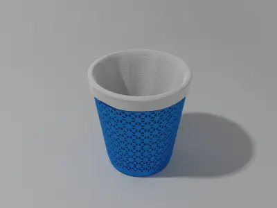 Blue Laundry basket With and Without Bag Free 3D model
