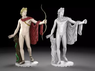Apollo statue collection Low-poly 3D model