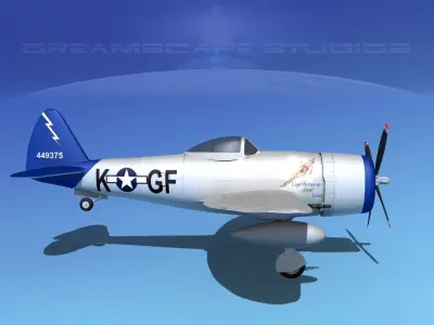 Republic P-47D Thunderbolt V01 3D model