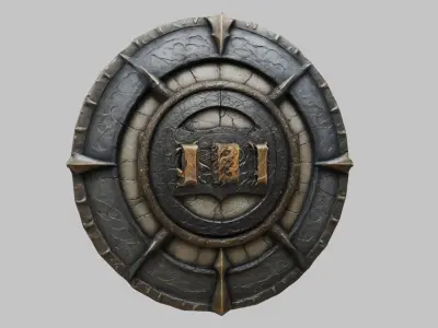 Medieval Fantasy Dragon Steel Shield Low-poly 3D model