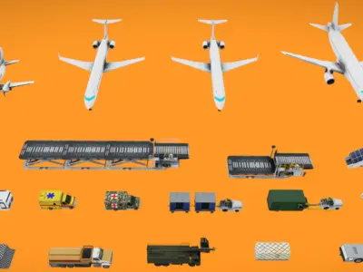 Airport Vechiles Low-poly 3D model