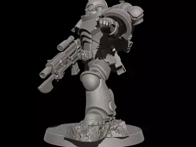 Sci-Fi Heavy Trooper STL Modular Power Armor 32mm Miniature V9 3D print model