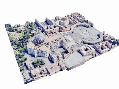 St Peters Square-San Pietro- Vatican Low-poly 3D model