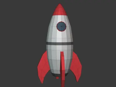 Cartoon Rocket Ship Low-poly 3D model