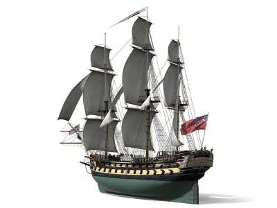 HMS Bellona 1760 3rd Rate Low-poly 3D model