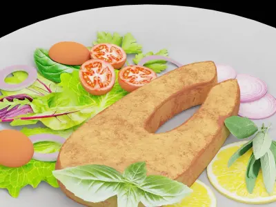 Fish With Vegetables Low-poly 3D model