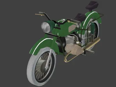 motorcycle-military version Low-poly 3D model
