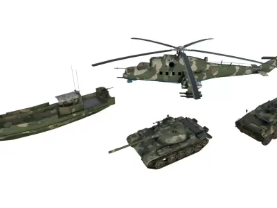 Military Vehicle Pack 02  Low-poly 3D model