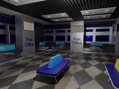 Post Office Interior Low-poly 3D model
