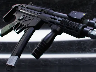 Heckler and Koch MP5 smg weapon with attachments Low-poly 3D model