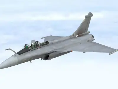 Fighter Jet Flying In Sky Plane V07 Low Poly 3D Model Low-poly 3D model