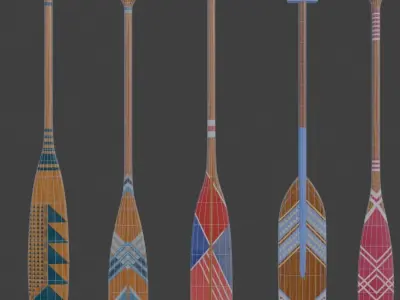 Oar decorative painted 3D model
