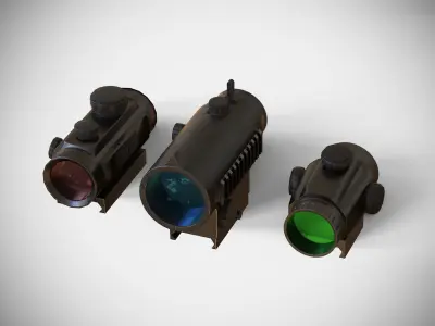Sight Attachments Pack - Optical - Scope - Reflex - Holographic Low-poly 3D model